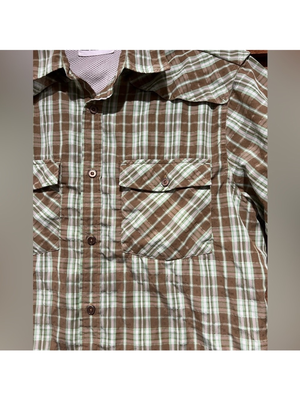 Mountain Khakis Brown and green Plaid Short Sleeve Button-Down Shirt